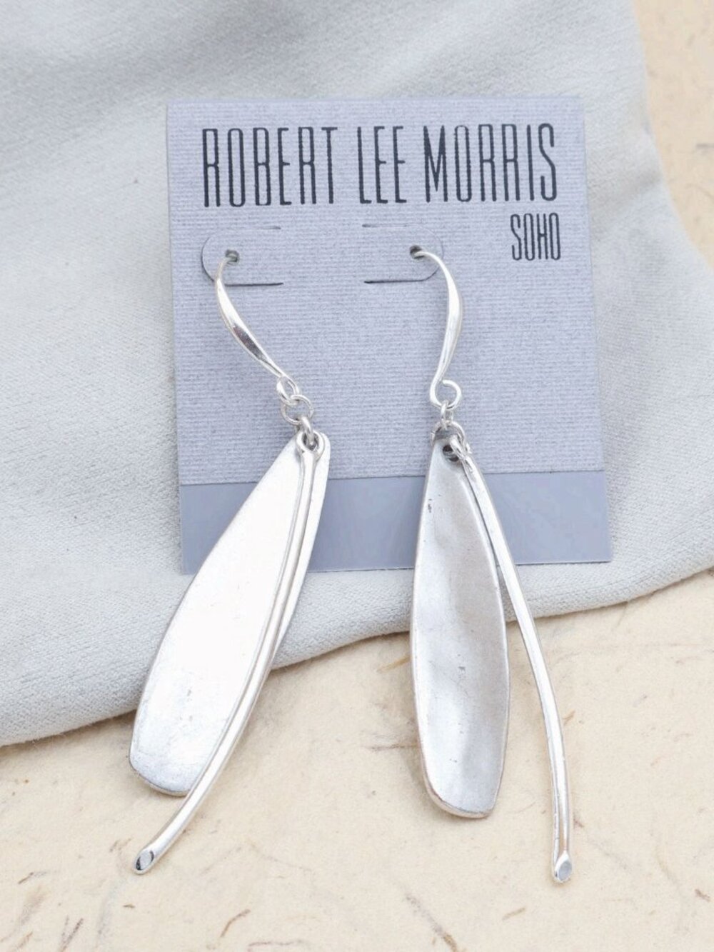 ROBERT LEE MORRIS Silver Leaf Dangle Earrings